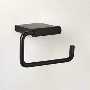 Nicolo Knurled Black Wall-Mounted Toilet Paper Holder Black Finish Modern New - Picture 1 of 4