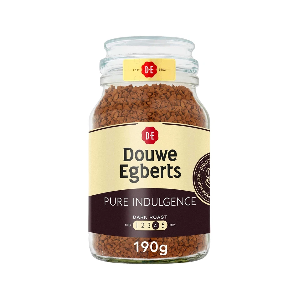 Café instantáneo Douwe Egberts Pure Indulgence en tarro, tostado oscuro, 7,05 onzas, 200 Foto 1 de 4