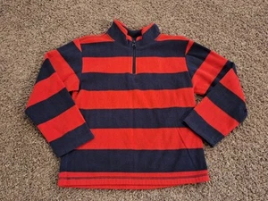 Boys OshKosh B'Gosh Striped Fleece Pullover Sweatshirt Size 8 Navy Blue Red - Picture 1 of 9