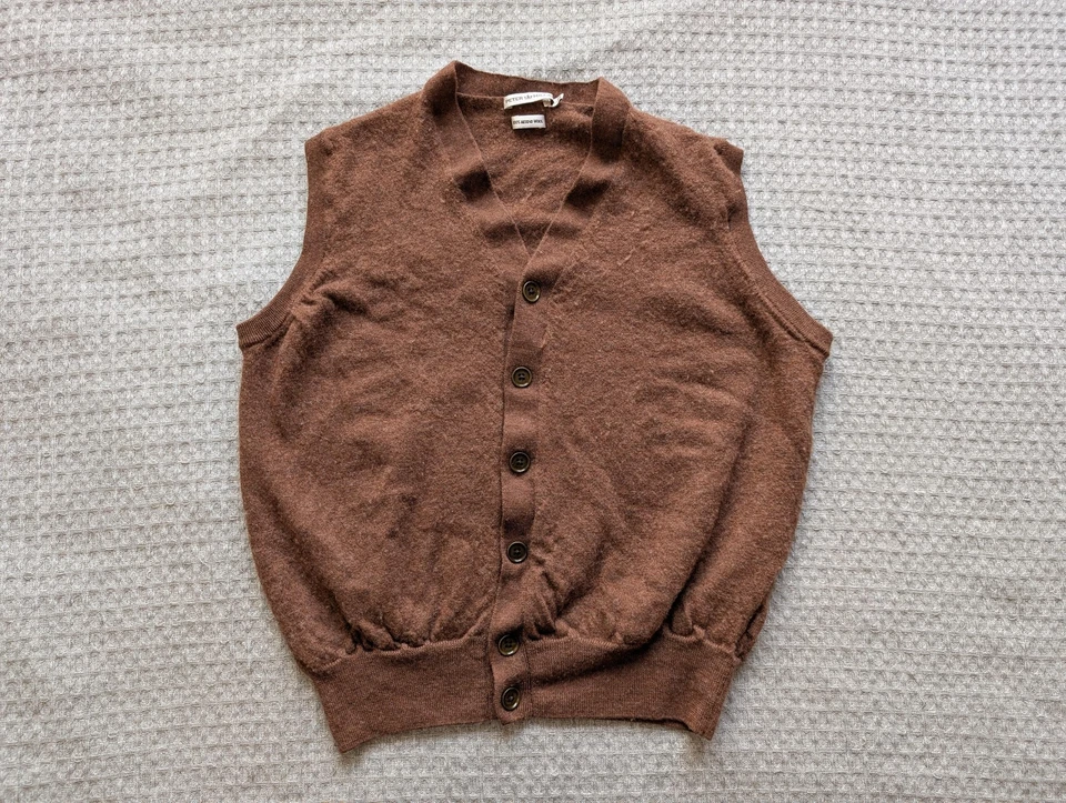 Peter Millar Suéter Chaleco Para Hombre Mediano Marrón 100% Lana Merino Italiana Tejido Foto 1 de 4