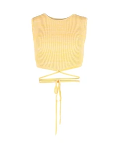 Christopher Esber Crop-Top zum Binden in Wickeloptik gelb Viskose - Bild 1 von 3