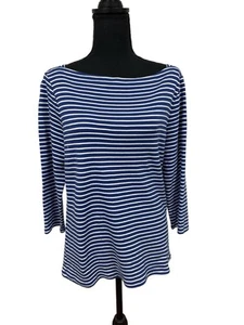 Talbots Damen Gr. Lg Villa Streifen T-Shirt Baumwolle Jersey Strick 3/4 Arm - Bild 1 von 4