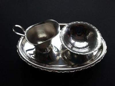 BMF Quist Hammerschlag Art Deco 3tlg. Milch Zucker Set Versilbert + 063 - Bild 1 von 4