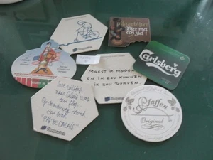 SETTE SOTTOBICCHIERI BIRRA VINTAGE BEER MATS CARLSBERG PLAFFEN DE KONINCK - Picture 1 of 1