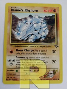 Blaine's Rhyhorn ® Gym Challenge 65/132 ® Comune ® Pokemon ® Inglese ® EX - Picture 1 of 6