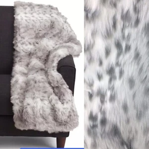 Nicole Miller Faux Fur Snow Leopard Throw Blanket Gray Spotted Luxury 50x60 - Picture 1 of 10