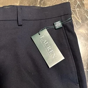 Ralph Lauren Azul Marino Pantalones 34 x 32 Nuevo Con Etiquetas Vestido Pantalones Frente Plano - Imagen 1 de 8