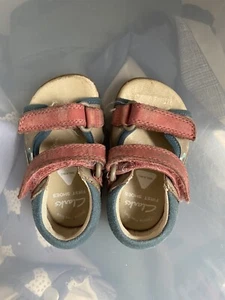 Clarks Sandals Baby toddler Size 3 Pink And blue - Picture 1 of 11