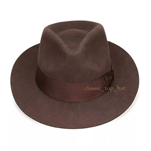 Cappello Trilby Fedora da uomo 100% lana fatto a mano in feltro con fascia abbinata - Foto 1 di 10