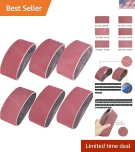 18-teiliges Schleifband-Kit, 3" x 18" - Premium Aluminiumoxid, mehrere Körnungen - Bild 1 von 6