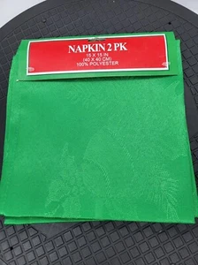 Paquete de 2 Servilletas de Navidad Acebo Verde 100% Poliéster 15" Servilletas Cuadradas Marca - Imagen 1 de 2