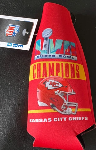 KANSAS CITY CHIEFS SUPER BOWL 57 CHAMPIONS BEER / SODA BOTTLE COOLER  *IN STOCK* Cover