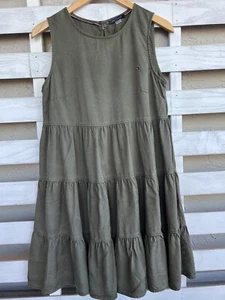 Tommy Hilfiger | Thyme Green Tencell Tiered Sleeveless Dress Womens S. - Picture 1 of 16