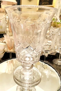 Pittsburgh 1820s Cut Fans Strawberry Diamond Laurel Leaf Celery Vase Flint Glass - Bild 1 von 13