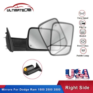 Passenger Side Power Heated Tow Mirror For 09-18 Dodge Ram 1500 10-18 2500 3500 - Picture 1 of 6
