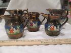 C1860 English Copper Luster Blue Banded Jugs Pitchers 5