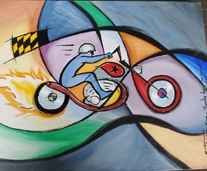 Commissioned Painting, Rag - Rider by Carl “Eugi” Hall signed w/personal message - Picture 1 of 9