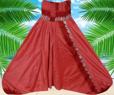 Sari Aladdin Pants, Pink Floral Boho Hippie Harem Pants, Sari Baggy Pant S/M/L
