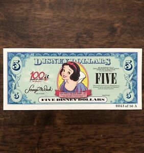 VERY RARE 2002 $5 A series Disney Dollar Snow White Uncirculated PROOF 43 of 50 
