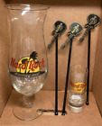 Hard Rock Hurricane LasVegas Glass 10" Tall &  4.5" Shot Glass w/stir sticks