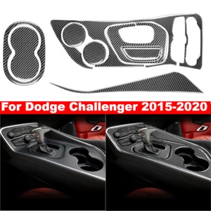 9x Console Gear Shifter Cup Holder Panel Carbon Fiber For Dodge Challenger 15-20 - Picture 1 of 14