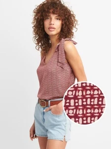 GAP Sleeveless V-neck Tie Tank Top Burgundy Size Small - Picture 1 of 6
