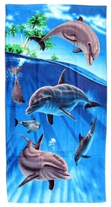 Dolphins Theme Luxurious 100% Cotton Beach Towel - NWT - Picture 1 of 1