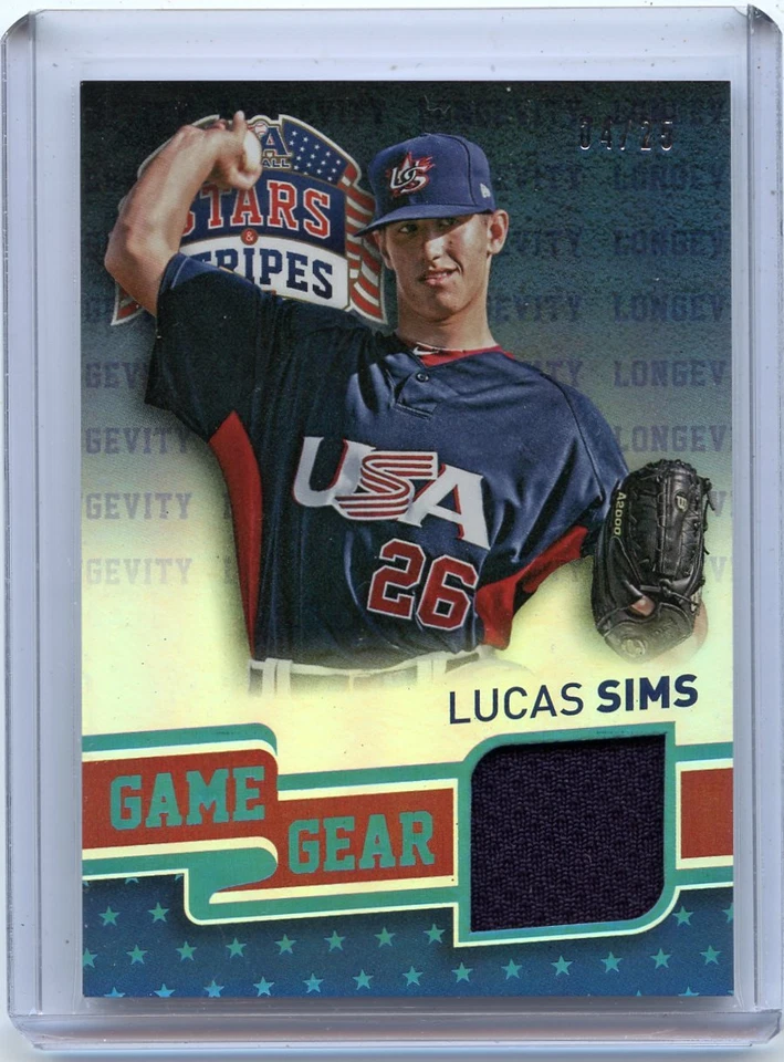 2015 PANINI STARS & STRIPES #64 LUCAS SIMS JERSEY ROOKIE CARD RC #4/25, USA - Image 1 of 1