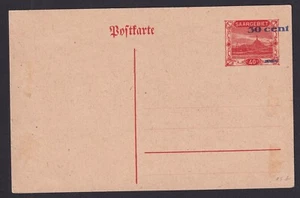 Saarland Postkarte 30 Cent AUFDRUCK VERSCHOBEN Mi.Nr. P 11 ungebraucht (1640) - Bild 1 von 2