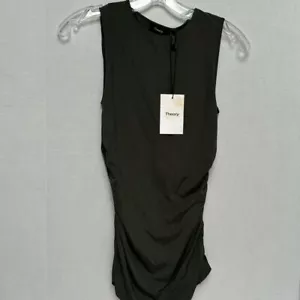 Theory Neu mit Etikett gerafftes Shell spanisch grün Reise Jersey Stretch ärmellos Größe P/XS - Bild 1 von 5