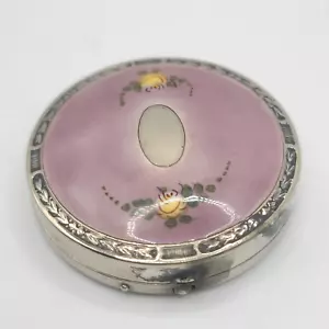 Vintage Art Deco Compact Purple Enamel Guilloche - Picture 1 of 14