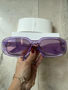 PRADA PR 17WS Transparent Purple Violet Women 49mm Small Rectangular Sunglasses - Picture 1 of 16