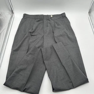 Vtg Lands End Mens Pleated 100% Wool Chino Dress Pants Sz R 37 x 30  Gray - Picture 1 of 10