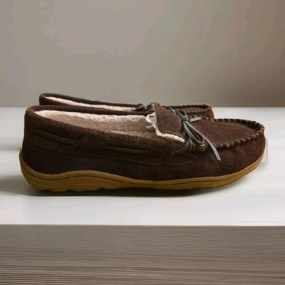 Chinelos Rockport Mocassins Forrados de Pele Sintética 119841 Camurça Marrom Masculino Tamanho 10.5/11 - Imagem 1 de 4