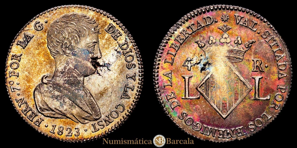  Fernando VII 4 Reales (5,79 gramosg) 1823 Valencia Ensayador M (AC. 994) (RAH.  Foto 1 de 3