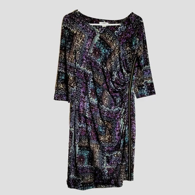 Vestido Cato para mujer medio elástico hasta la rodilla púrpura azul negro detalle de cadena Foto 1 de 4