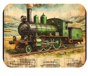TRAIN GREEN BLACK ENGINE OPTION #2 MOUSEPAD MOUSE PAD THICK 9" X 7" - Picture 1 of 6