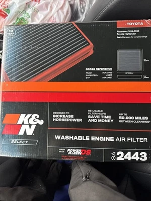 Filtro de aire motor lavable nuevo K&N Select SA-2443 2014-2020 Toyota Highlander Foto 1 de 3