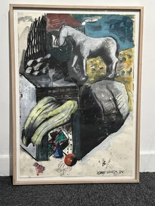Peter Chevalier Horse Painting Framed 18x24 Luhring Augustine Gallery NYC 1984 - Picture 1 of 3
