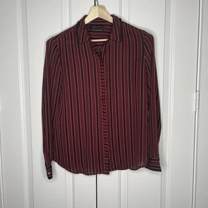 Scotch & Soda Jolie Vagabonde Maroon Striped Long Sleeve Blouse Women’s M - Picture 1 of 7