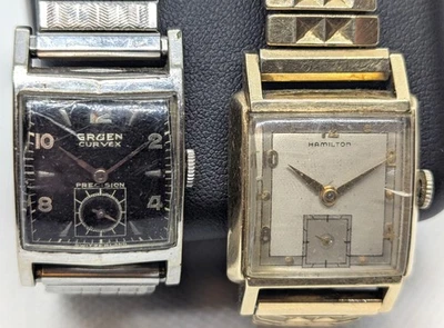 RELOJES DE PULSERA VINTAGE GRUEN CURVEX PRECISION & HAMILTON GOLD RELLENOS piezas/proyecto Foto 1 de 4