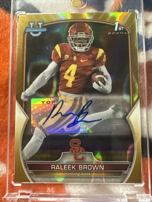 2022 1st Bowman University Chrome Raleek Brown #83 Gold Auto /50 Jersey Match - Image 1 of 4