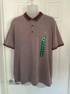 Farah Men’s Short Sleeve Polo Shirt - Burgundy - Size X-Large - NWT - Picture 1 of 8