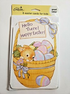 Gibson Easter Cards ~ Many Different Styles ~ Cute Bunny in Basket ~ Pack of 6