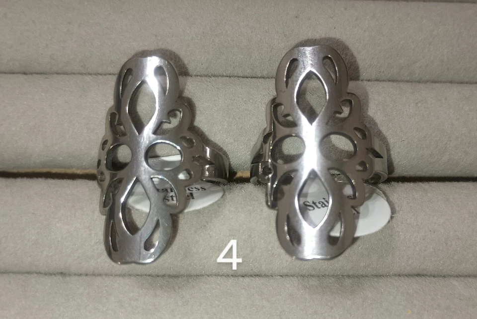 Anillo geométrico hueco para mujer anillos de dedo de acero inoxidable talla 6 y 7 Foto 1 de 1