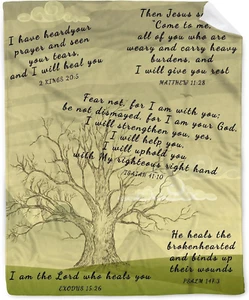 Tree of Life Bible Verse Fleece Throw Blanket - 40''x50'' Inspirational Gift - Picture 1 of 12
