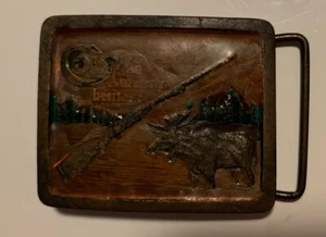 Vintage 1976 Moose Colt Belt Buckle Indiana Metal Craft Solid Brass Made In USA - Picture 1 of 4
