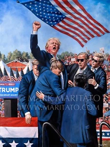 Mark Maritato Signed Ltd Ed Canvas Art Print Stand and Fight Donald Trump 30x40 - Picture 1 of 1