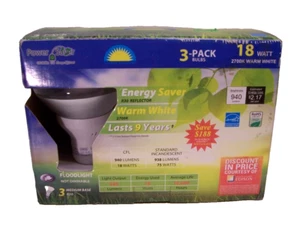 3 Floodlight Bulbs Power Energy Saver 18W Warm White 2700 K Bulb R30  940 Lumens - Picture 1 of 4