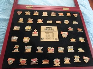 NASCAR 1998 Winston Cup 40 Enamel Pins Collection & Wooden Hinged Display Case - Picture 1 of 7